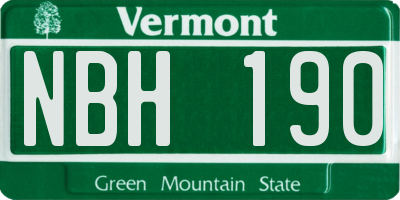 VT license plate NBH190