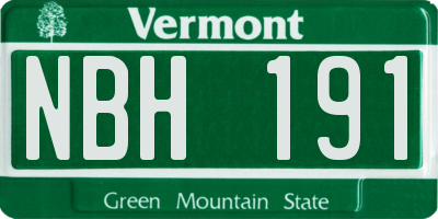 VT license plate NBH191