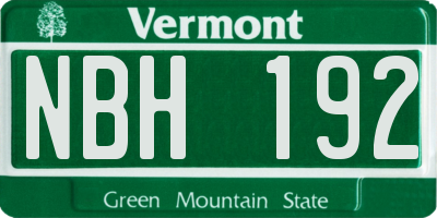 VT license plate NBH192