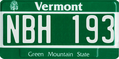 VT license plate NBH193