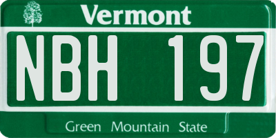 VT license plate NBH197