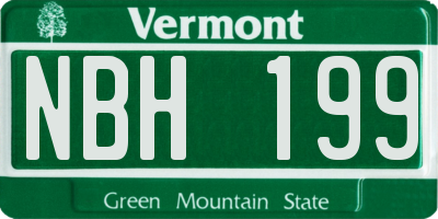 VT license plate NBH199