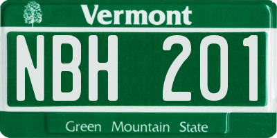 VT license plate NBH201