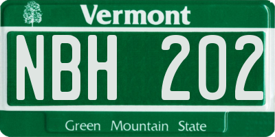 VT license plate NBH202