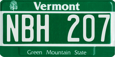 VT license plate NBH207