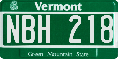 VT license plate NBH218