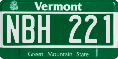 VT license plate NBH221