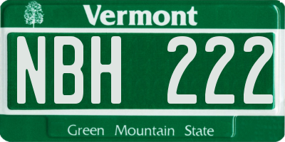 VT license plate NBH222