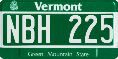 VT license plate NBH225