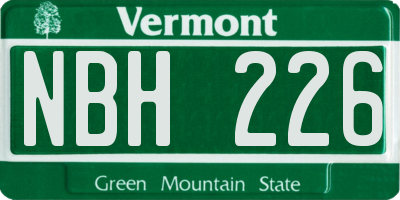 VT license plate NBH226