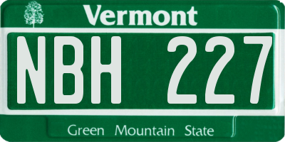 VT license plate NBH227