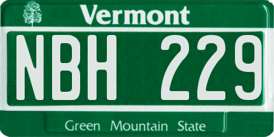 VT license plate NBH229