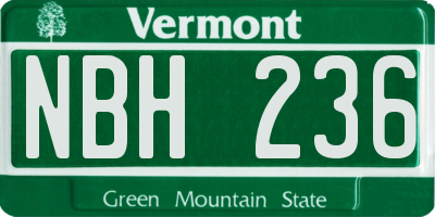 VT license plate NBH236