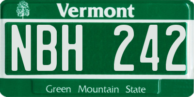 VT license plate NBH242