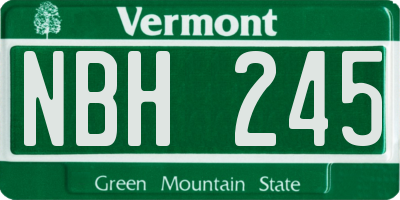VT license plate NBH245