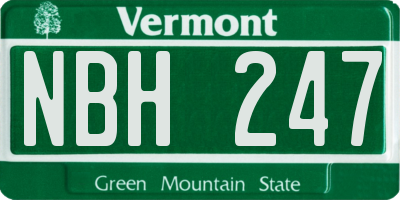 VT license plate NBH247