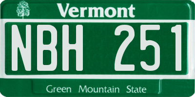 VT license plate NBH251