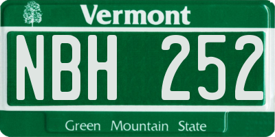 VT license plate NBH252
