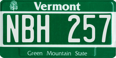 VT license plate NBH257