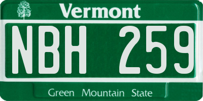 VT license plate NBH259