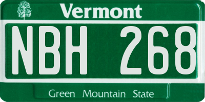 VT license plate NBH268