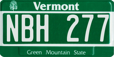 VT license plate NBH277