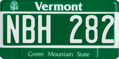 VT license plate NBH282