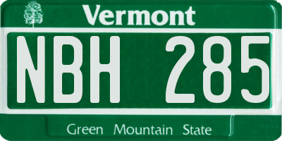 VT license plate NBH285