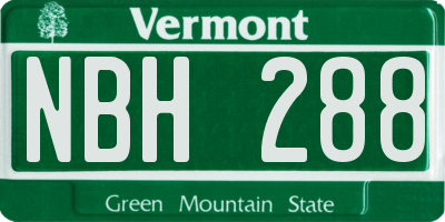 VT license plate NBH288