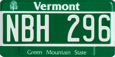 VT license plate NBH296