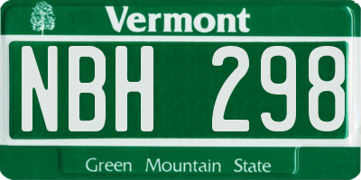 VT license plate NBH298