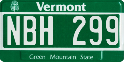 VT license plate NBH299