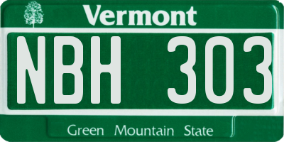 VT license plate NBH303