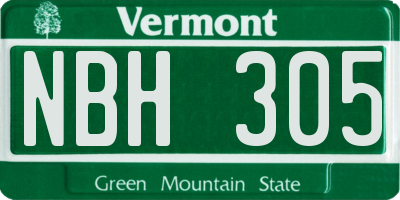VT license plate NBH305