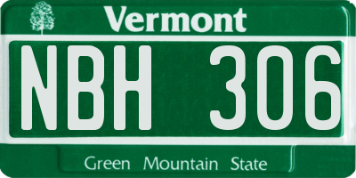 VT license plate NBH306