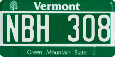 VT license plate NBH308