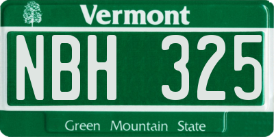 VT license plate NBH325