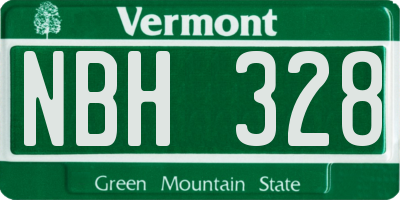 VT license plate NBH328