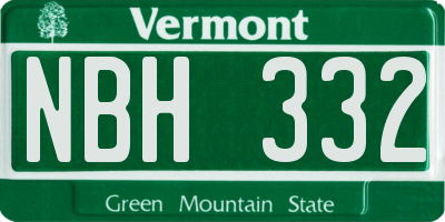 VT license plate NBH332