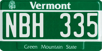VT license plate NBH335