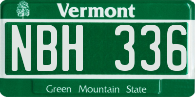 VT license plate NBH336