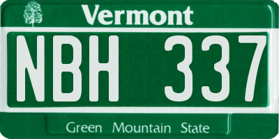 VT license plate NBH337