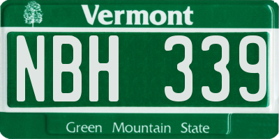 VT license plate NBH339