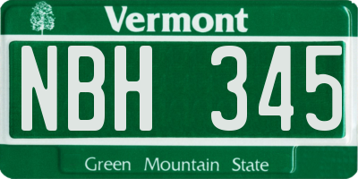 VT license plate NBH345