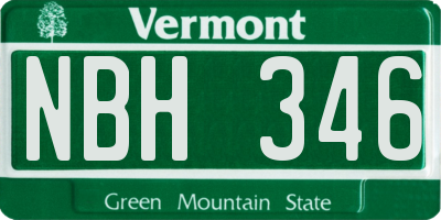 VT license plate NBH346