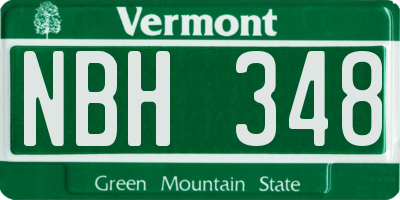 VT license plate NBH348