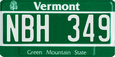 VT license plate NBH349