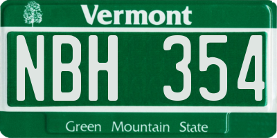 VT license plate NBH354