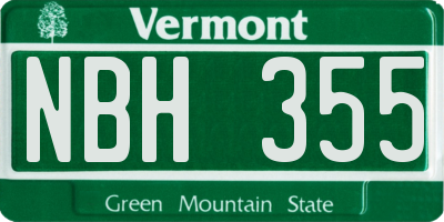 VT license plate NBH355