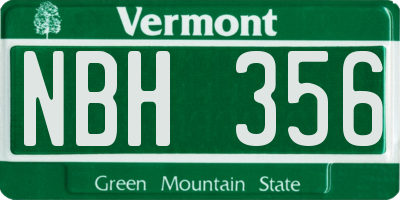 VT license plate NBH356